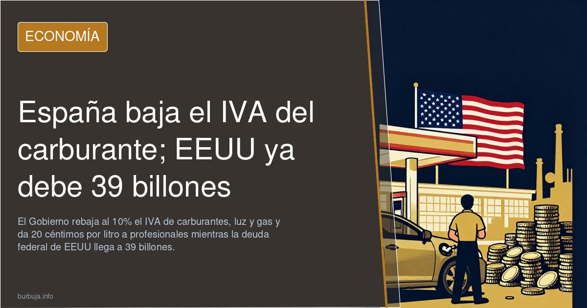 España baja el IVA del carburante; EEUU ya debe 39 billones