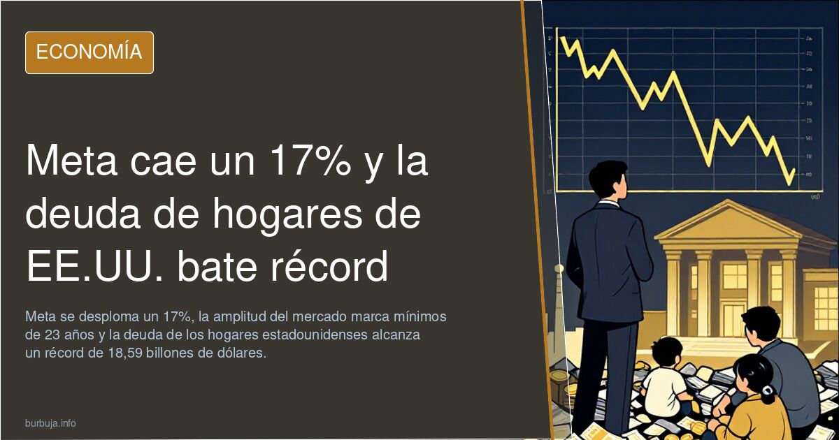 Meta cae un 17% y la deuda de hogares de EE.UU. bate récord