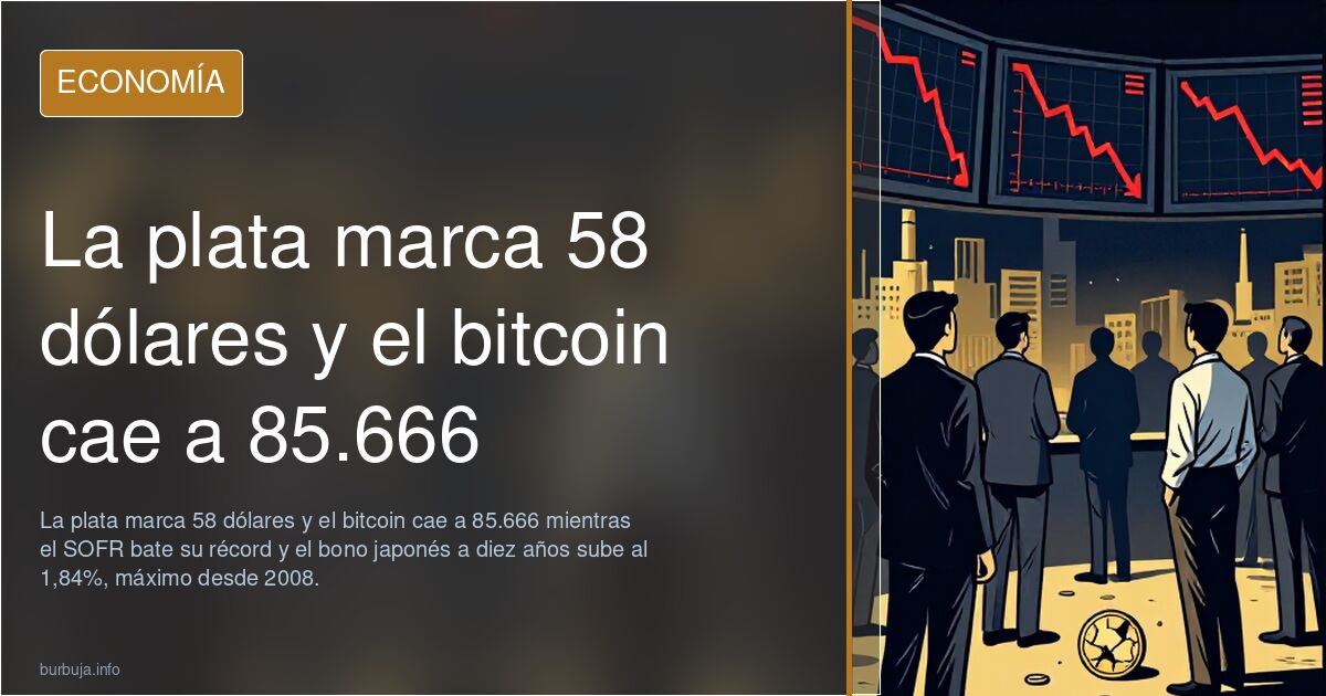La plata marca 58 dólares y el bitcoin cae a 85.666