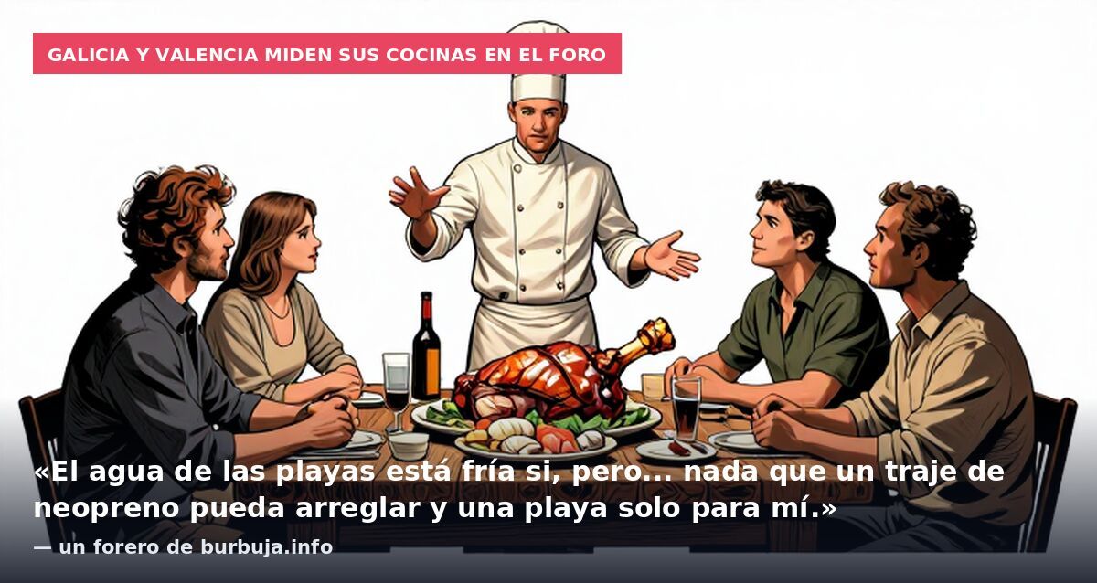 Galicia y Valencia miden sus cocinas en el foro: «El agua de las playas está fría si, pero... nada que un traje de neopreno pueda arreglar y una playa solo para mí.» — un forero de burbuja.info