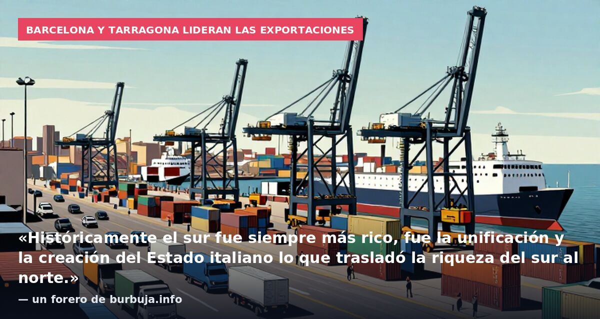 Barcelona y Tarragona lideran las exportaciones: «Históricamente el sur fue siempre más rico, fue la unificación y la creación del Estado italiano lo que trasladó la riqueza del sur al norte.» — un forero de burbuja.info
