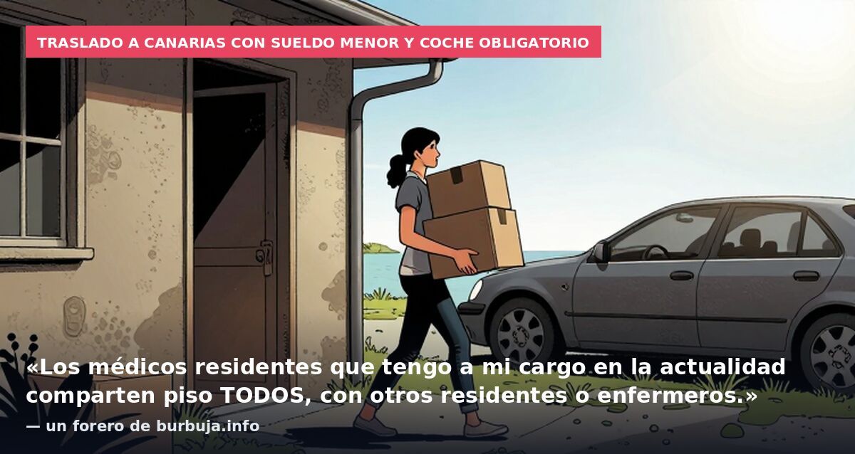 Traslado a Canarias con sueldo menor y coche obligatorio: «Los médicos residentes que tengo a mi cargo en la actualidad comparten piso TODOS, con otros residentes o enfermeros.» — un forero de burbuja.info