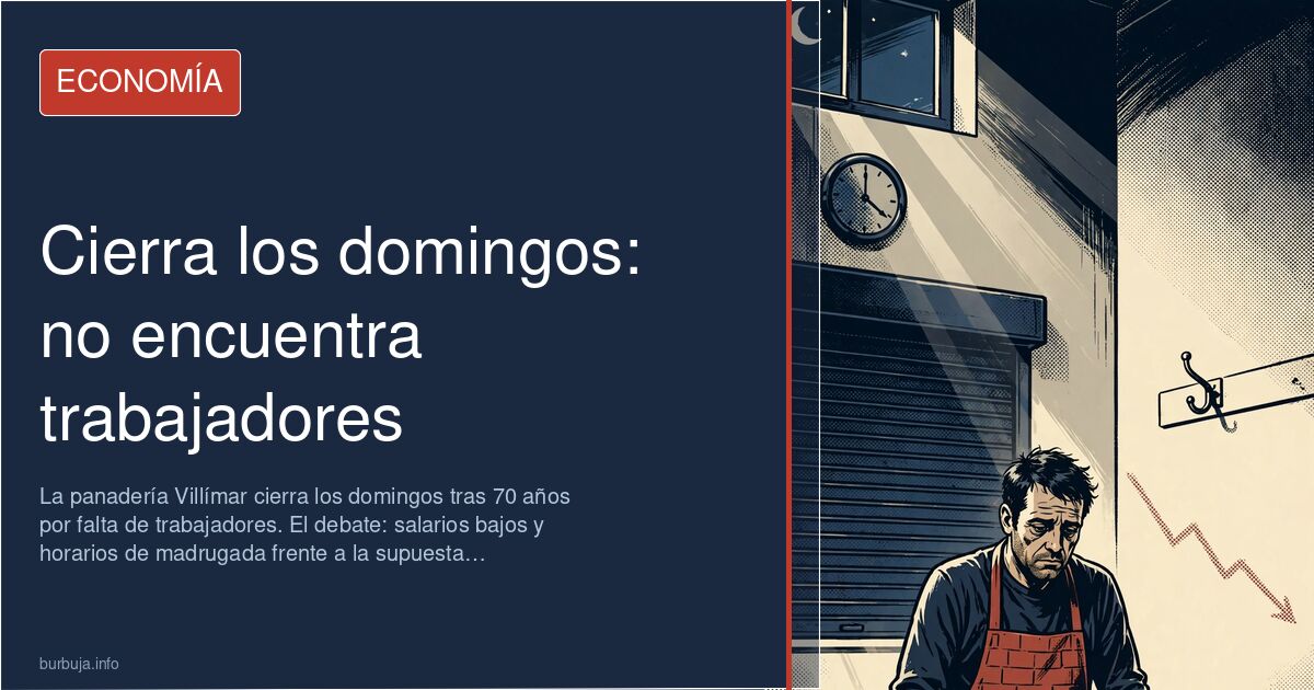 Panadería con el cartel de cerrado los domingos, reflejo de la falta de trabajadores y los salarios bajos