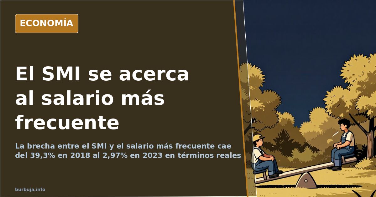 Brecha SMI-salario más frecuente: del 39% en 2018 al 3% en 2023