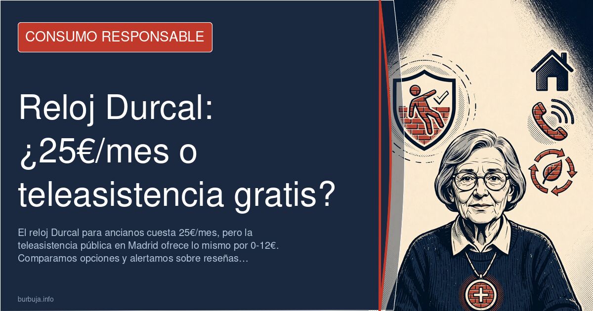 Reloj inteligente Durcal para ancianos con botón SOS y detección de caídas sobre fondo azul