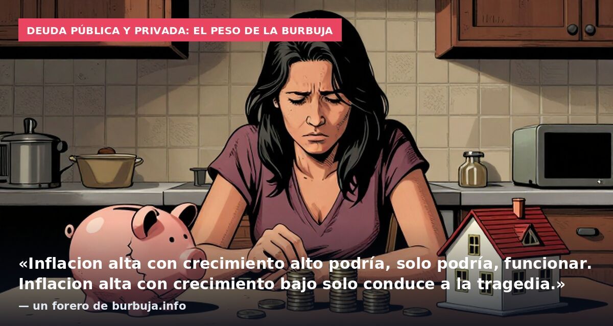 Deuda pública y privada: el peso de la burbuja: «Inflacion alta con crecimiento alto podría, solo podría, funcionar. Inflacion alta con crecimiento bajo solo conduce a la tragedia.» — un forero de burbuja.info
