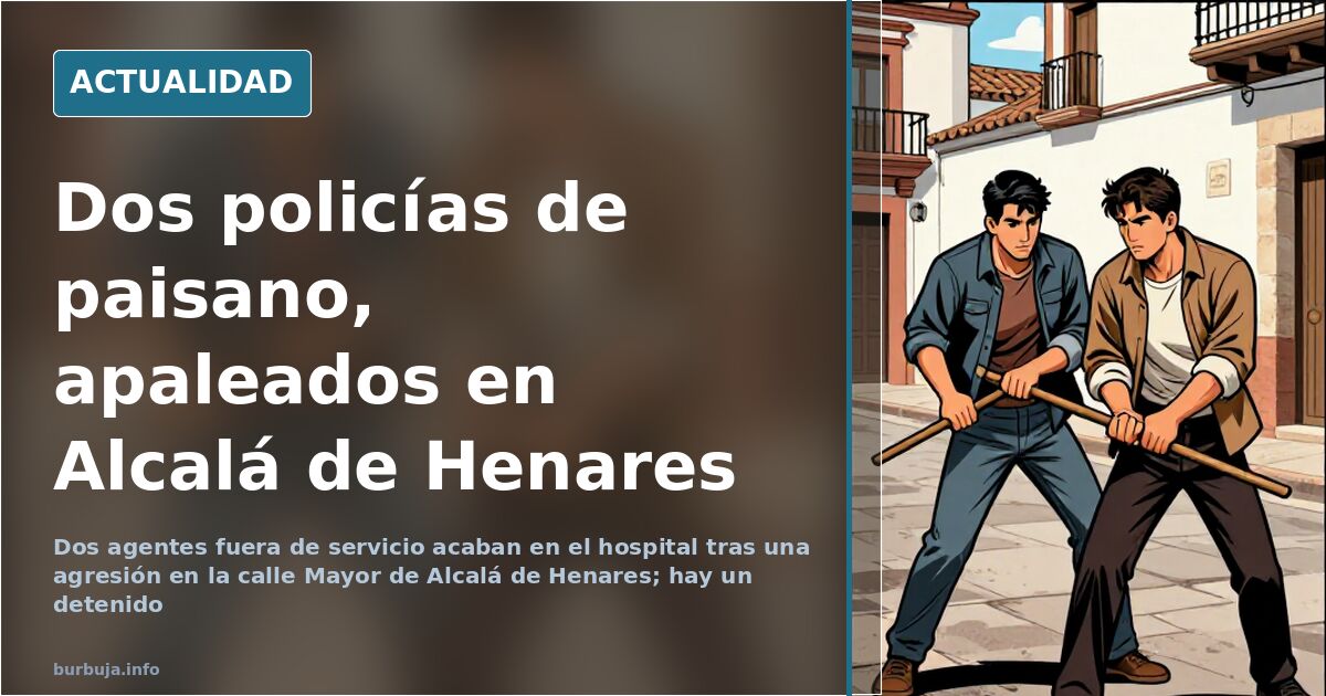 Fachada de la calle Mayor de Alcalá de Henares de noche, escenario de la agresión a dos policías fuera de servicio