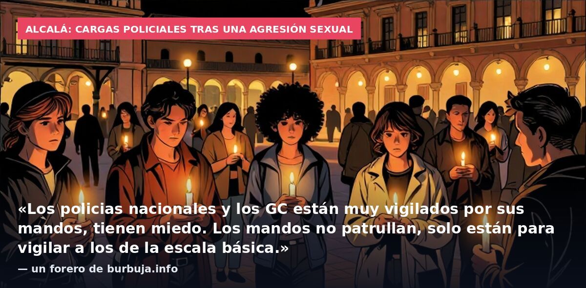 Alcalá: cargas policiales tras una agresión sexual: «Los policias nacionales y los GC están muy vigilados por sus mandos, tienen miedo. Los mandos no patrullan, solo están para vigilar a los de la escala básica.» — un forero de burbuja.info