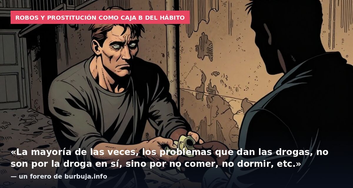 Robos y prostitución como caja B del hábito: «La mayoría de las veces, los problemas que dan las drogas, no son por la droga en sí, sino por no comer, no dormir, etc.» — un forero de burbuja.info