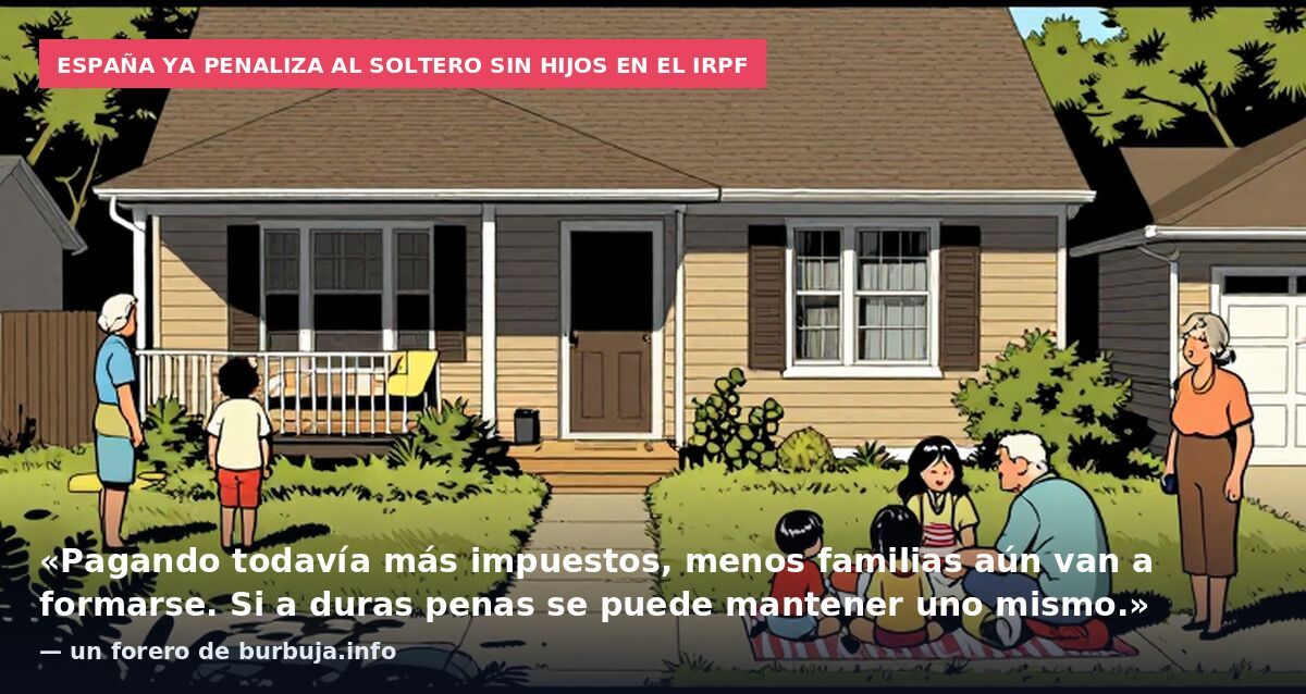 España ya penaliza al soltero sin hijos en el IRPF: «Pagando todavía más impuestos, menos familias aún van a formarse. Si a duras penas se puede mantener uno mismo.» — un forero de burbuja.info
