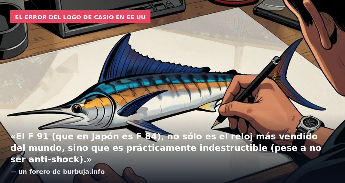 El error del logo de Casio en EE UU: «El F 91 (que en Japón es F 84), no sólo es el reloj más vendido del mundo, sino que es prácticamente indestructible (pese a no ser anti-shock).» — un forero de burbuja.info
