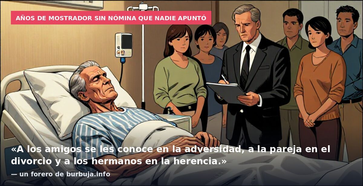Años de mostrador sin nómina que nadie apuntó: «A los amigos se les conoce en la adversidad, a la pareja en el divorcio y a los hermanos en la herencia.» — un forero de burbuja.info