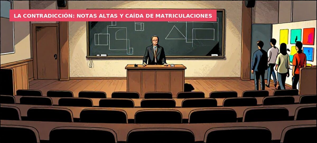 La contradicción: notas altas y caída de matriculaciones
