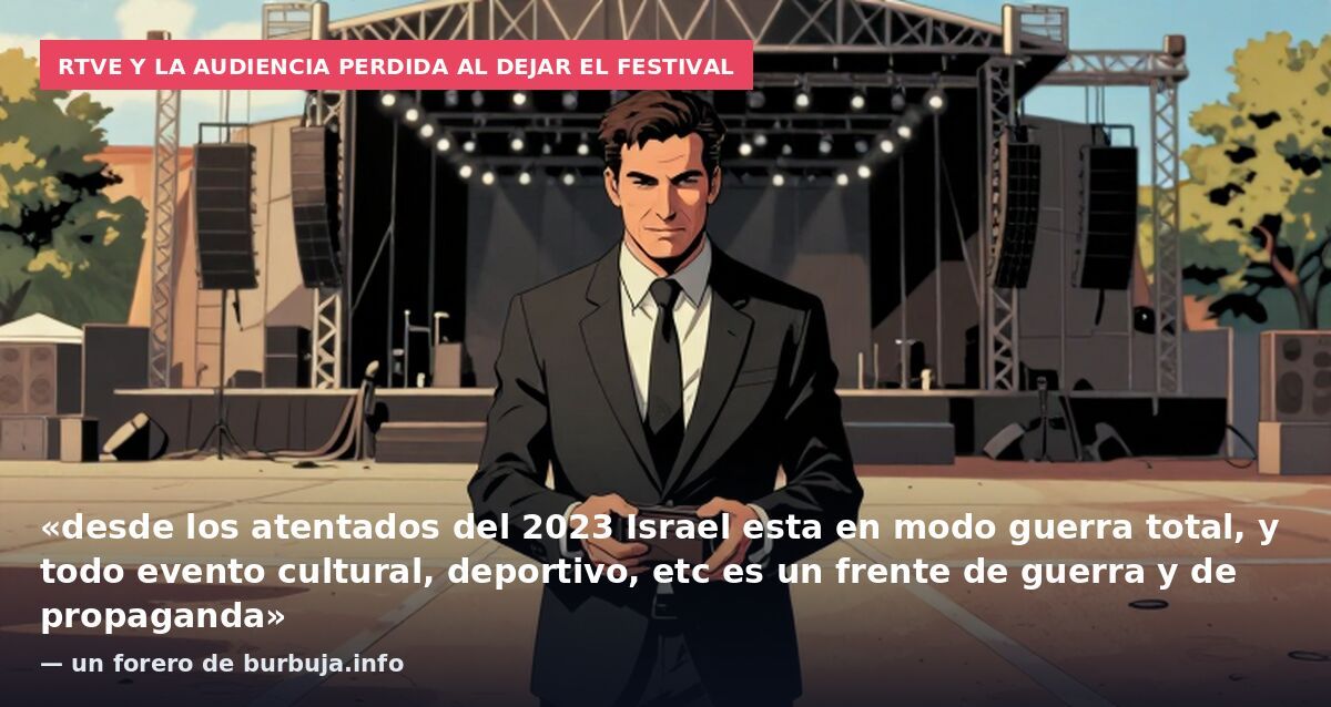 RTVE y la audiencia perdida al dejar el festival: «desde los atentados del 2023 Israel esta en modo guerra total, y todo evento cultural, deportivo, etc es un frente de guerra y de propaganda» — un forero de burbuja.info