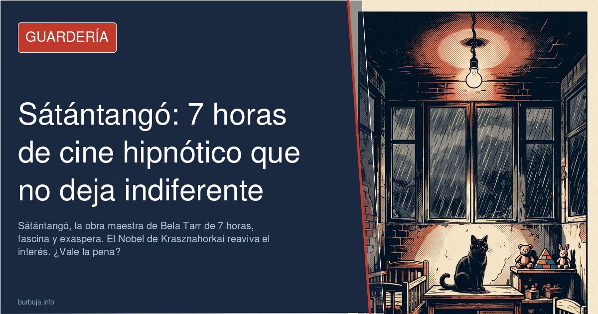 Imagen de la película Sátántangó de Bela Tarr, con un plano de la llanura húngara