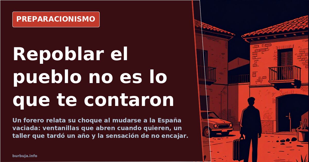 Calle de un pueblo de la España vaciada con casas antiguas y plaza desierta al atardecer