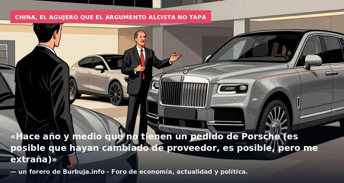 China, el agujero que el argumento alcista no tapa: «Hace año y medio que no tienen un pedido de Porsche (es posible que hayan cambiado de proveedor, es posible, pero me extraña)» — un forero de Burbuja.info - Foro de economía, actualidad y política.