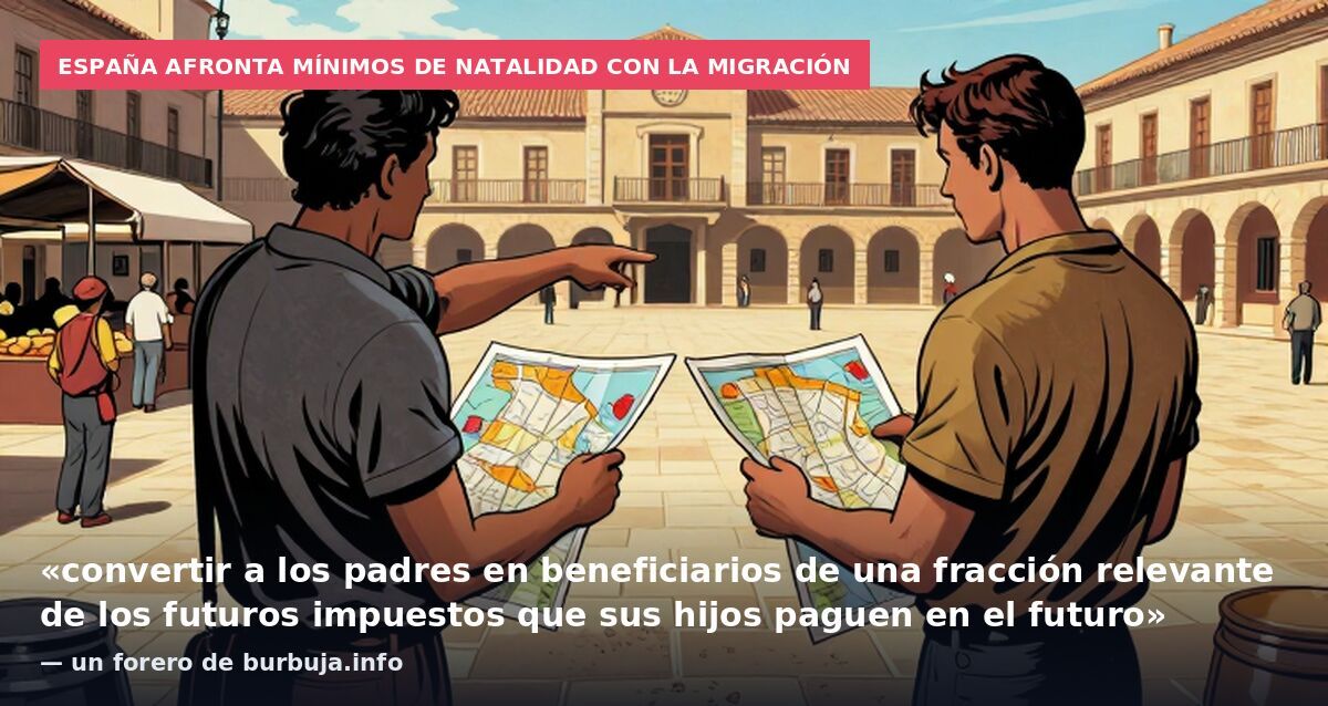 España afronta mínimos de natalidad con la migración: «convertir a los padres en beneficiarios de una fracción relevante de los futuros impuestos que sus hijos paguen en el futuro» — un forero de burbuja.info