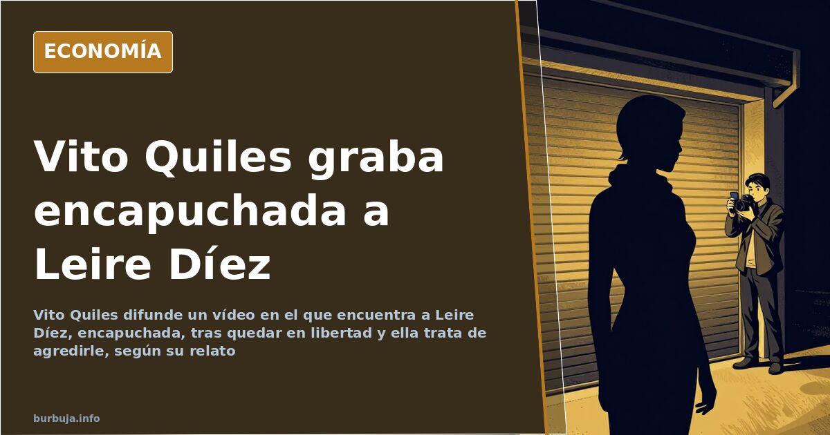 Imagen del vídeo difundido por Vito Quiles en el que Leire Díez aparece encapuchada tras quedar en libertad