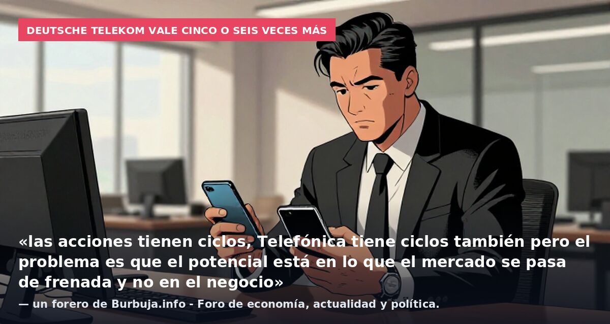 Deutsche Telekom vale cinco o seis veces más: «las acciones tienen ciclos, Telefónica tiene ciclos también pero el problema es que el potencial está en lo que el mercado se pasa de frenada y no en el negocio» — un forero de Burbuja.info - Foro de eco
