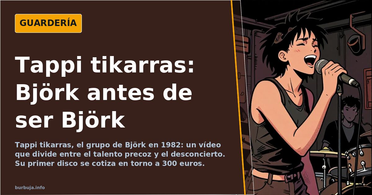 Miembros de Tappi tikarras en 1982 con Björk como vocalista en una actuación de estética post-punk y sonido crudo