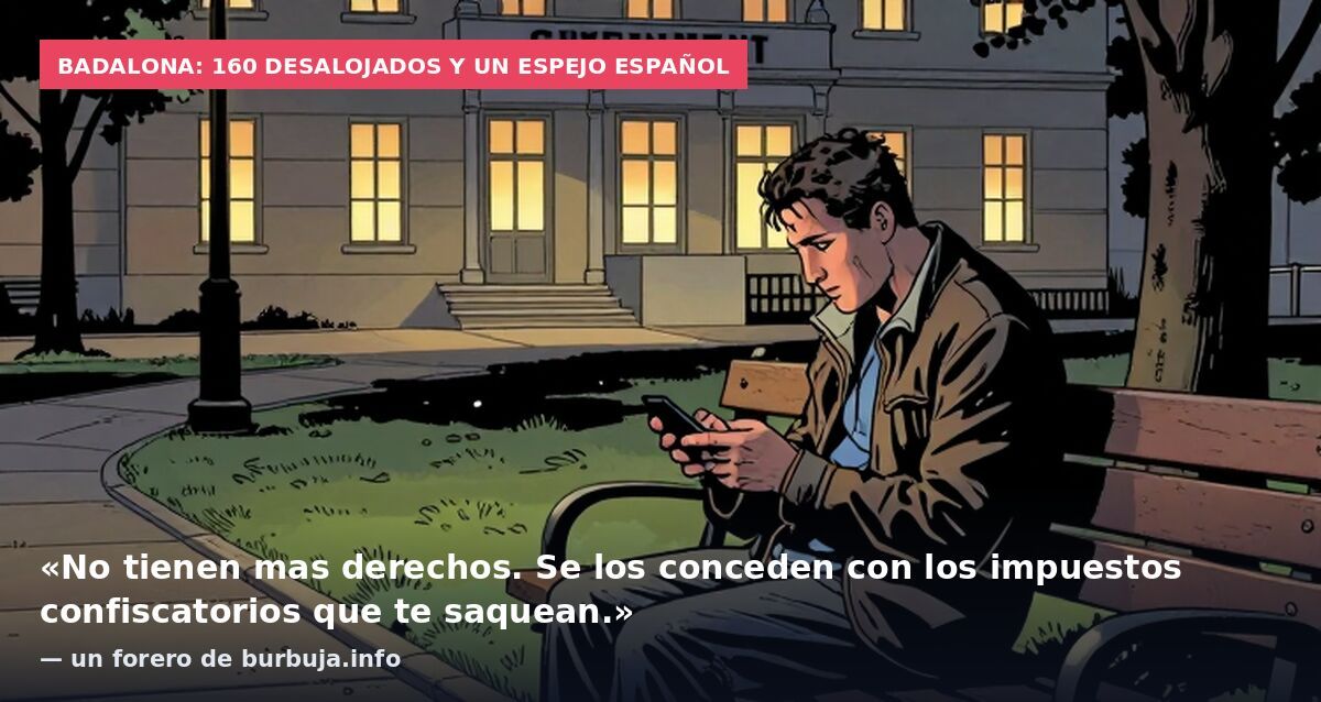 Badalona: 160 desalojados y un espejo español: «No tienen mas derechos. Se los conceden con los impuestos confiscatorios que te saquean.» — un forero de burbuja.info