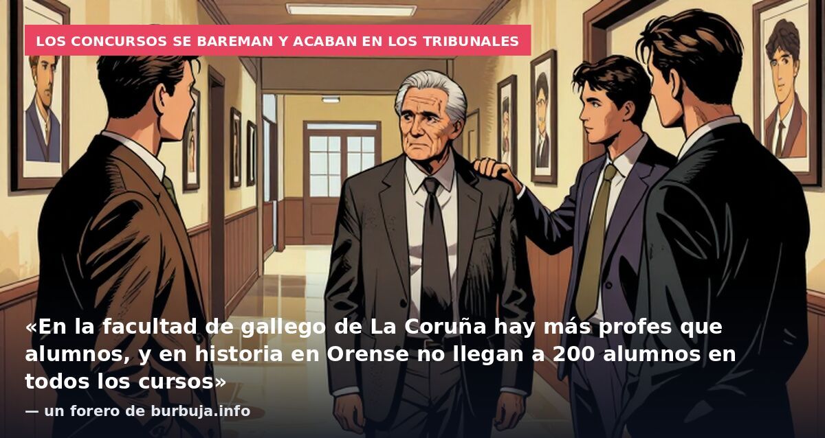 Los concursos se bareman y acaban en los tribunales: «En la facultad de gallego de La Coruña hay más profes que alumnos, y en historia en Orense no llegan a 200 alumnos en todos los cursos» — un forero de burbuja.info