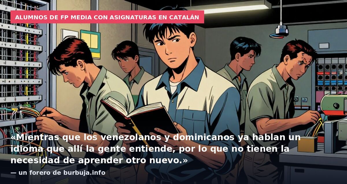 Alumnos de FP media con asignaturas en catalán: «Mientras que los venezolanos y dominicanos ya hablan un idioma que allí la gente entiende, por lo que no tienen la necesidad de aprender otro nuevo.» — un forero de burbuja.info