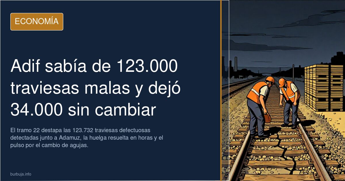 Adif sabía de 123.000 traviesas malas y dejó 34.000 sin cambiar