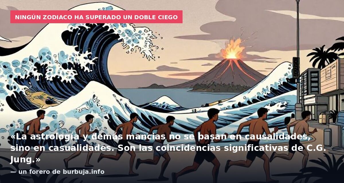 Ningún zodiaco ha superado un doble ciego: «La astrología y demás mancias no se basan en causalidades, sino en casualidades. Son las coincidencias significativas de C.G. Jung.» — un forero de burbuja.info