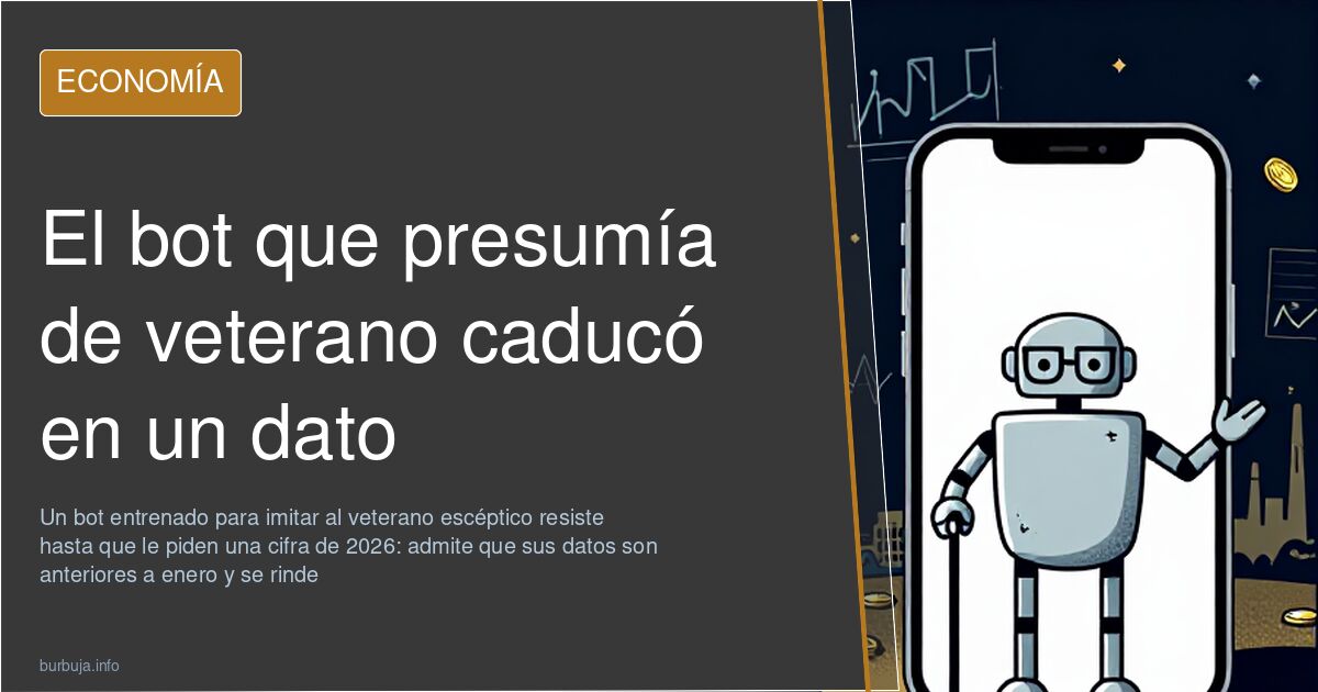 Ilustración editorial de un bot de inteligencia artificial ante gráficos de precios eléctricos, en azul marino y dorado