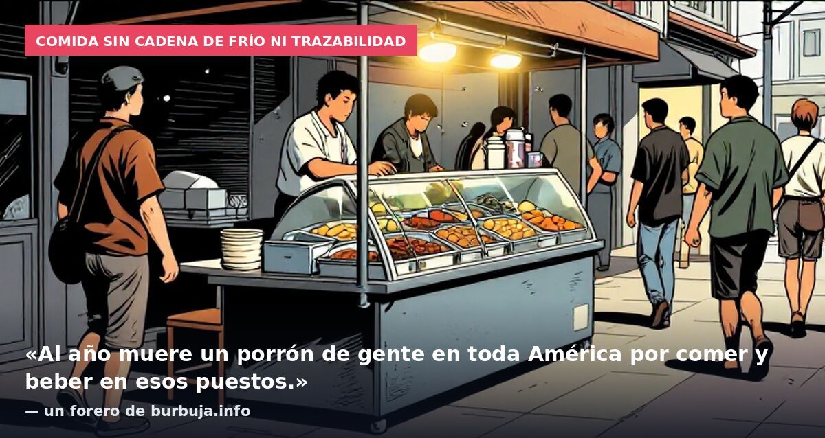 Comida sin cadena de frío ni trazabilidad: «Al año muere un porrón de gente en toda América por comer y beber en esos puestos.» — un forero de burbuja.info