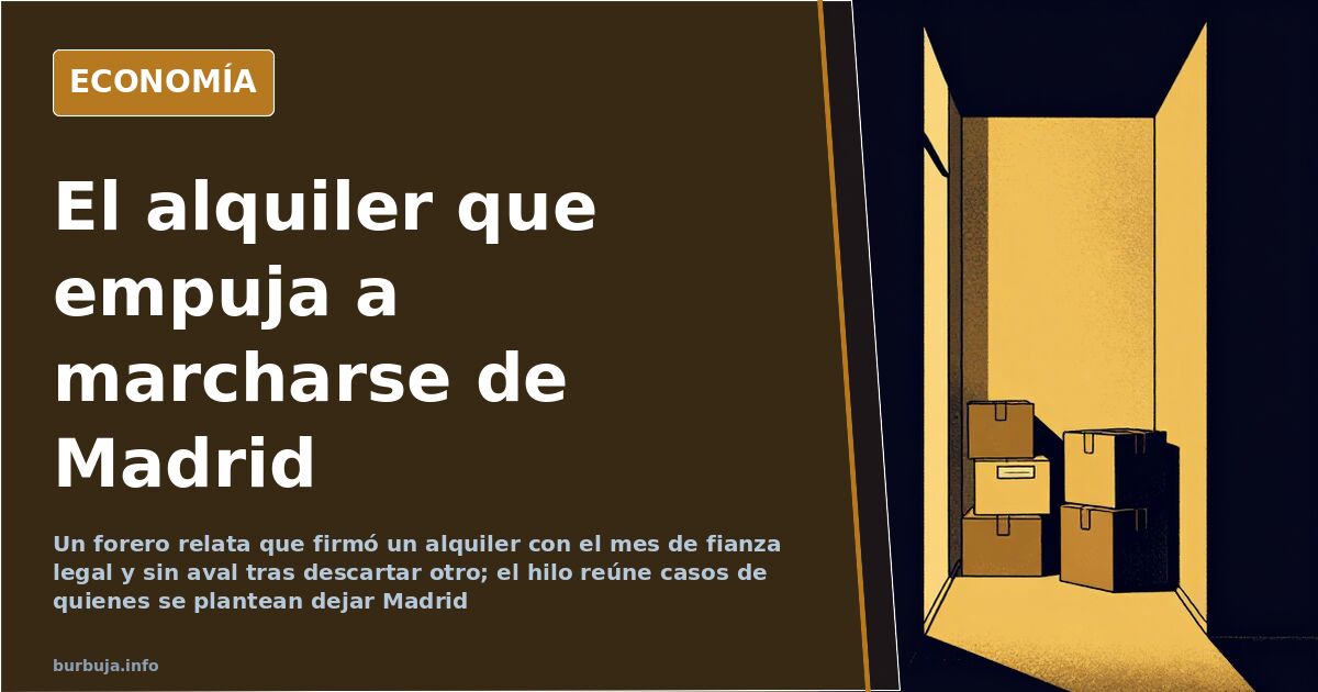 Cajas de mudanza apiladas en un piso vacío de Madrid junto a un contrato de alquiler sobre la mesa