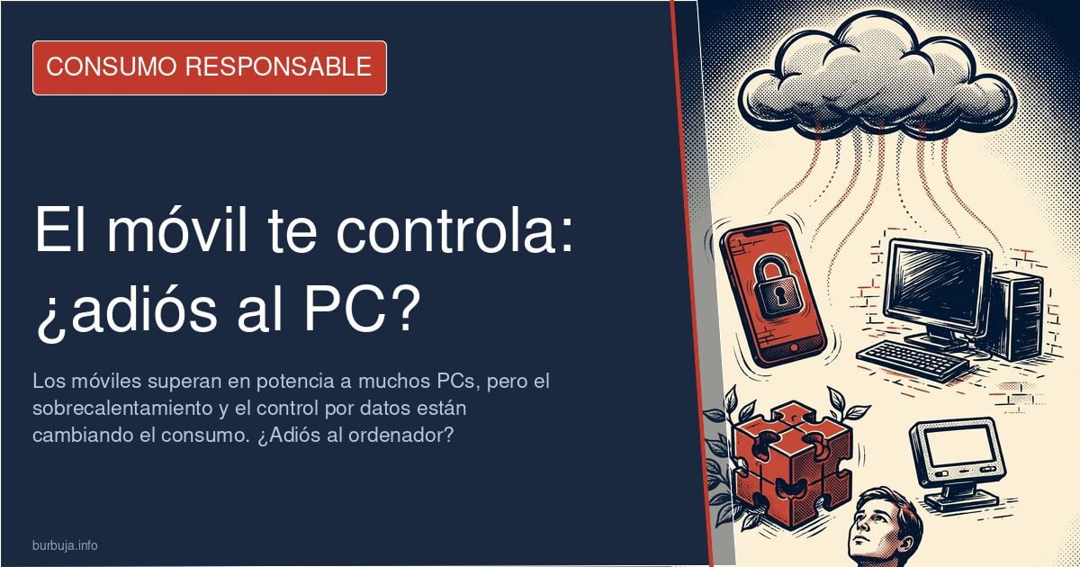 Persona conectando un móvil con USB-C a un monitor y teclado para usar el modo escritorio, frente a un ordenador de sobremesa