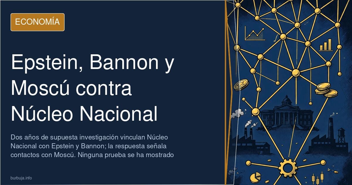 Red de nodos y gráficos bursátiles en azul y oro que ilustra la trama atribuida a Núcleo Nacional