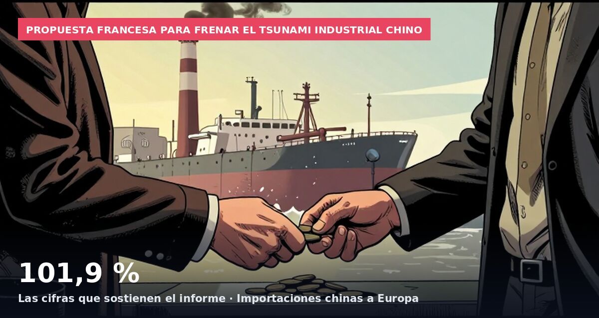 Propuesta francesa para frenar el tsunami industrial chino: 101,9 % Las cifras que sostienen el informe · Importaciones chinas a Europa