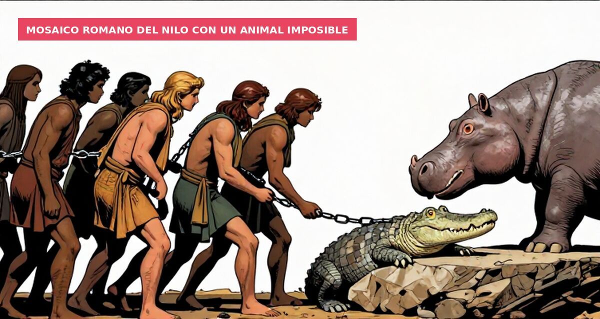 Mosaico romano del Nilo con un animal imposible