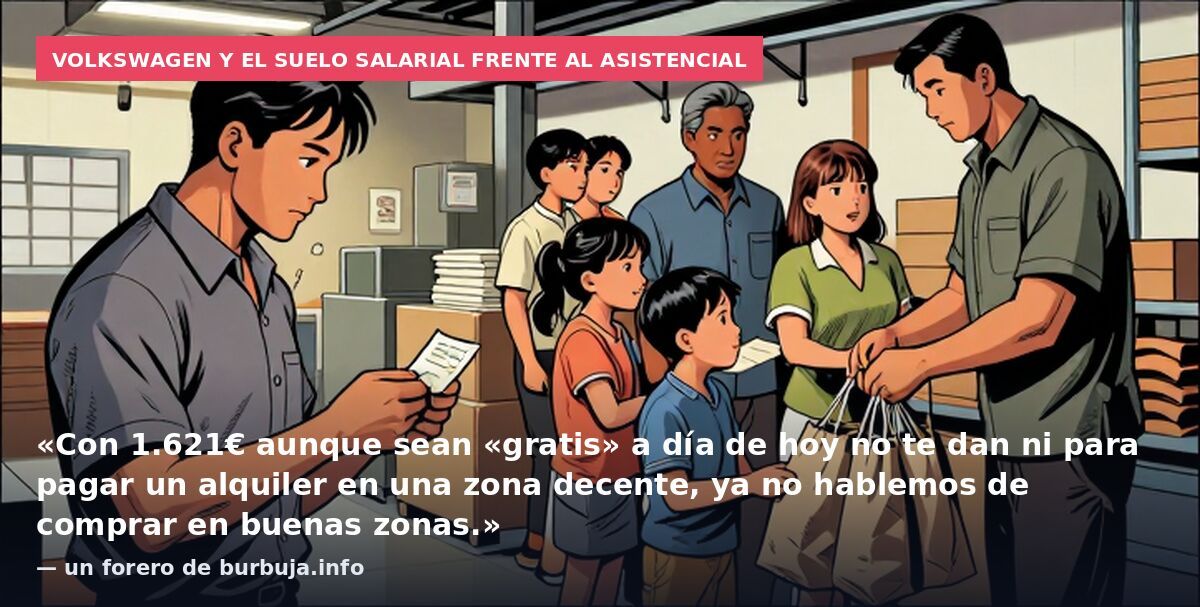 Volkswagen y el suelo salarial frente al asistencial: «Con 1.621€ aunque sean «gratis» a día de hoy no te dan ni para pagar un alquiler en una zona decente, ya no hablemos de comprar en buenas zonas.» — un forero de burbuja.info