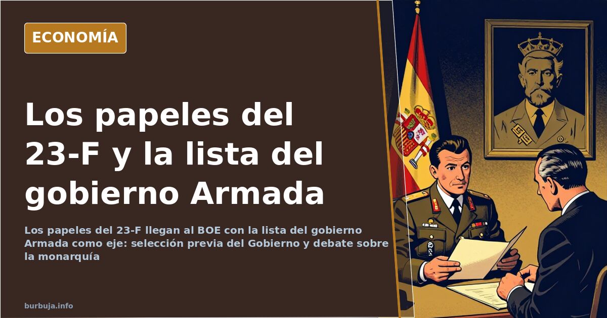 Documentos desclasificados del 23-F apilados sobre una mesa con una carpeta sellada y un ejemplar del BOE abierto