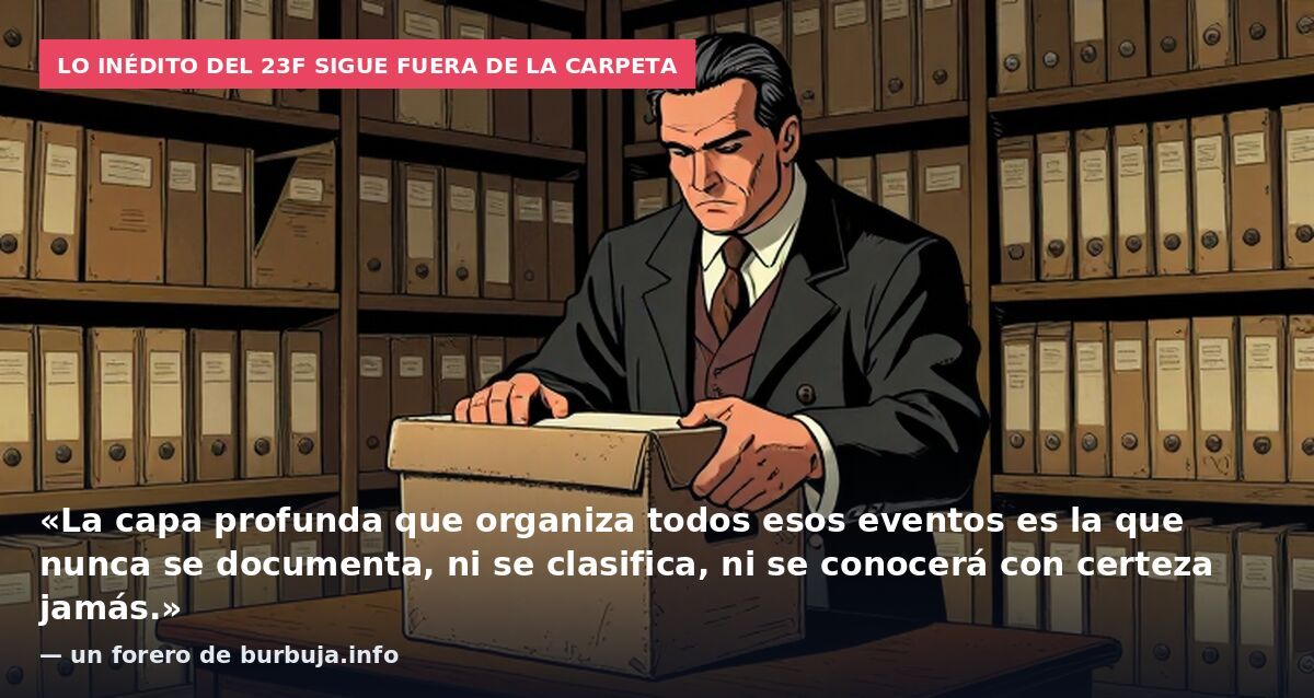 Lo inédito del 23F sigue fuera de la carpeta: «La capa profunda que organiza todos esos eventos es la que nunca se documenta, ni se clasifica, ni se conocerá con certeza jamás.» — un forero de burbuja.info