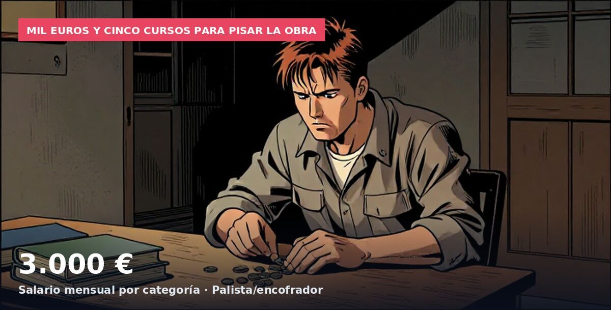 Mil euros y cinco cursos para pisar la obra: 3.000 € Salario mensual por categoría · Palista/encofrador