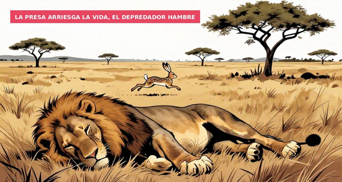 La presa arriesga la vida, el depredador hambre