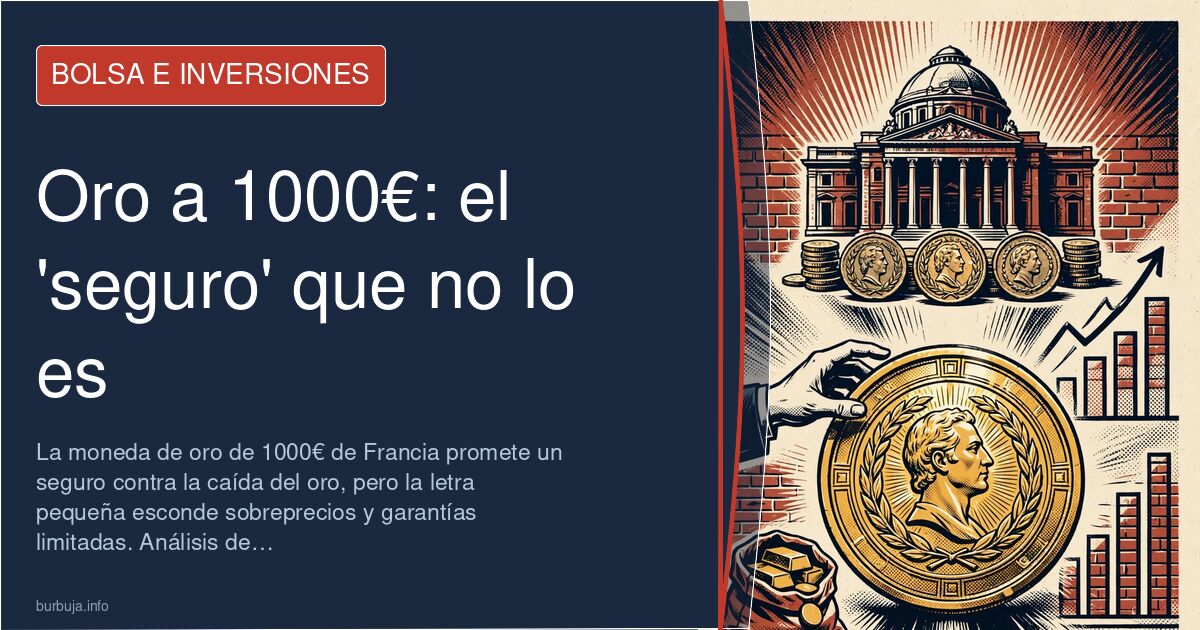 Moneda de oro francesa de 1000 euros sobre fondo oscuro, con detalle del valor facial y el peso en gramos