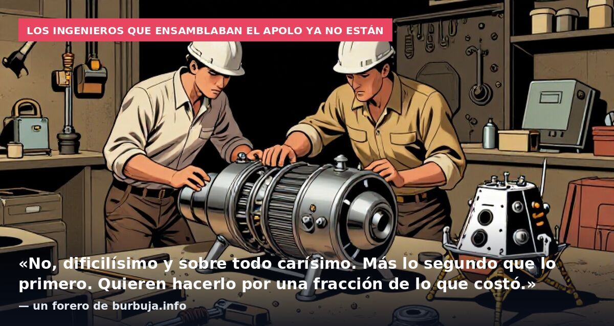 Los ingenieros que ensamblaban el Apolo ya no están: «No, dificilísimo y sobre todo carísimo. Más lo segundo que lo primero. Quieren hacerlo por una fracción de lo que costó.» — un forero de burbuja.info