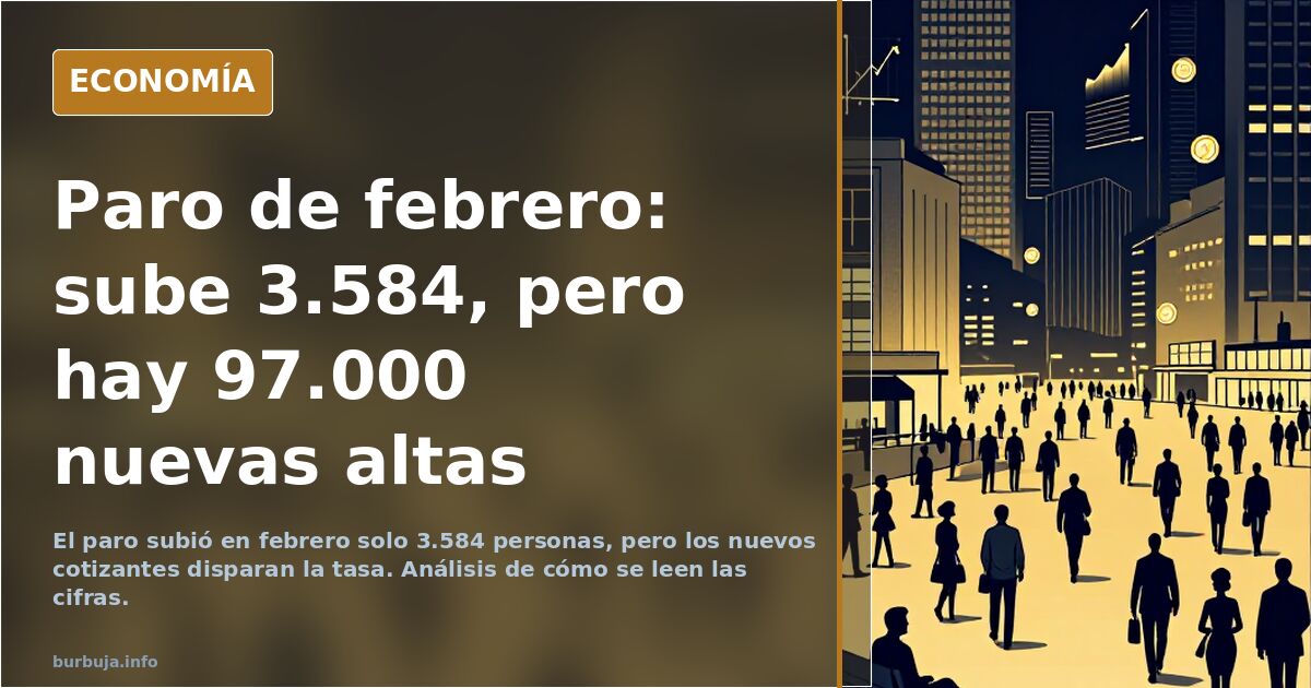 Gráfico de paro registrado en España con cifras de febrero 2026