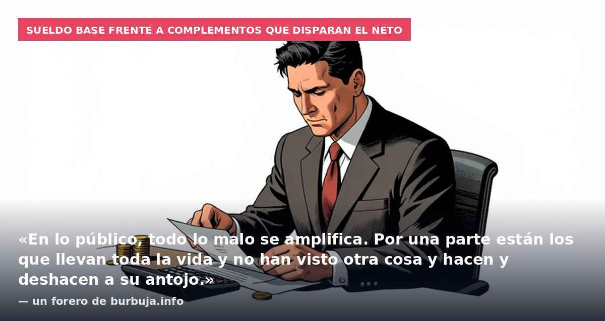 Sueldo base frente a complementos que disparan el neto: «En lo público, todo lo malo se amplifica. Por una parte están los que llevan toda la vida y no han visto otra cosa y hacen y deshacen a su antojo.» — un forero de burbuja.info