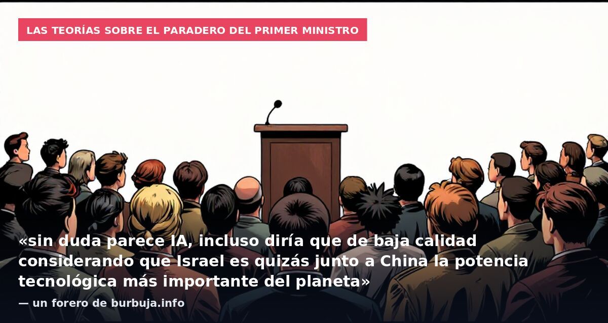 Las teorías sobre el paradero del primer ministro: «sin duda parece IA, incluso diría que de baja calidad considerando que Israel es quizás junto a China la potencia tecnológica más importante del planeta» — un forero de burbuja.info