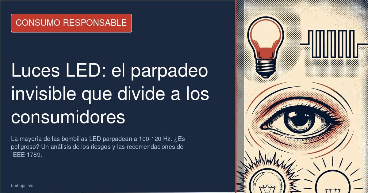 Bombilla LED parpadeando vista por la cámara de un móvil