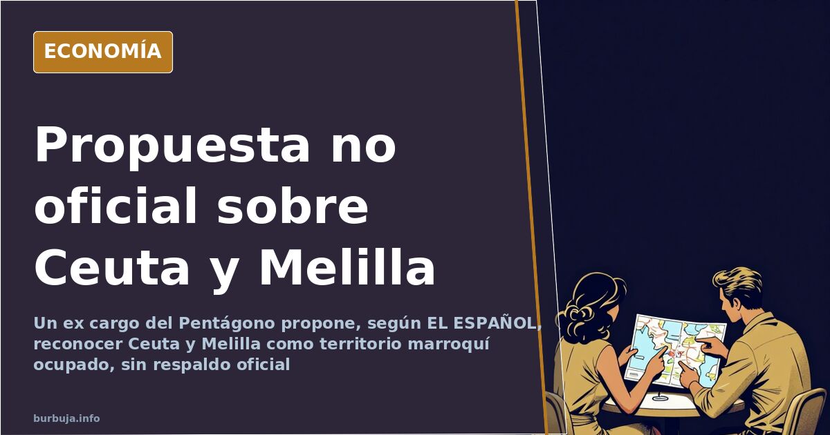 Ilustración editorial de un mapa del estrecho de Gibraltar con Ceuta y Melilla señaladas frente a la península ibérica