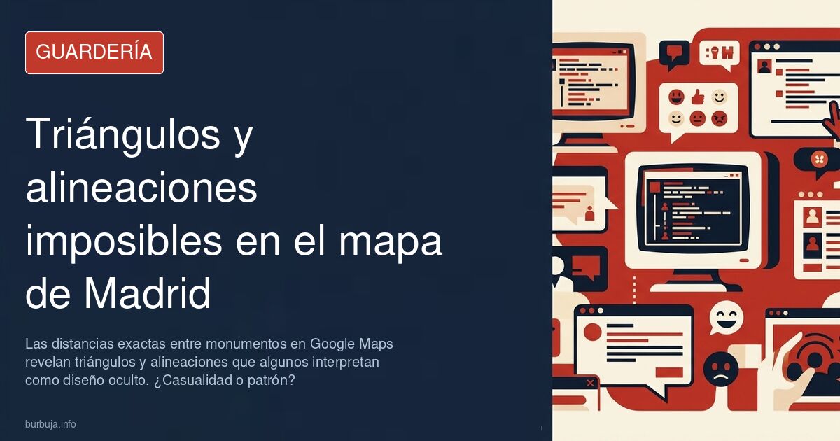Mapa de Madrid con triángulos entre Templo de Debod, Ángel Caído y CNMV